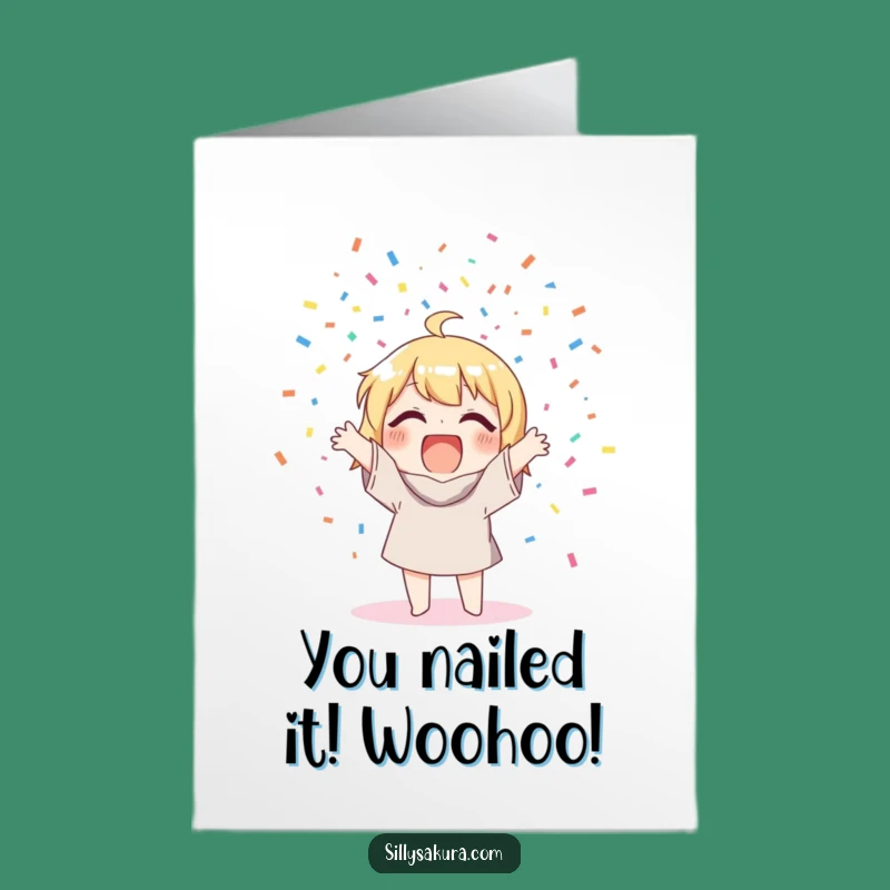 Free Printable Congrats Card: Cheerful Confetti Character, Perfect Downloadable Gift for Any Achievement