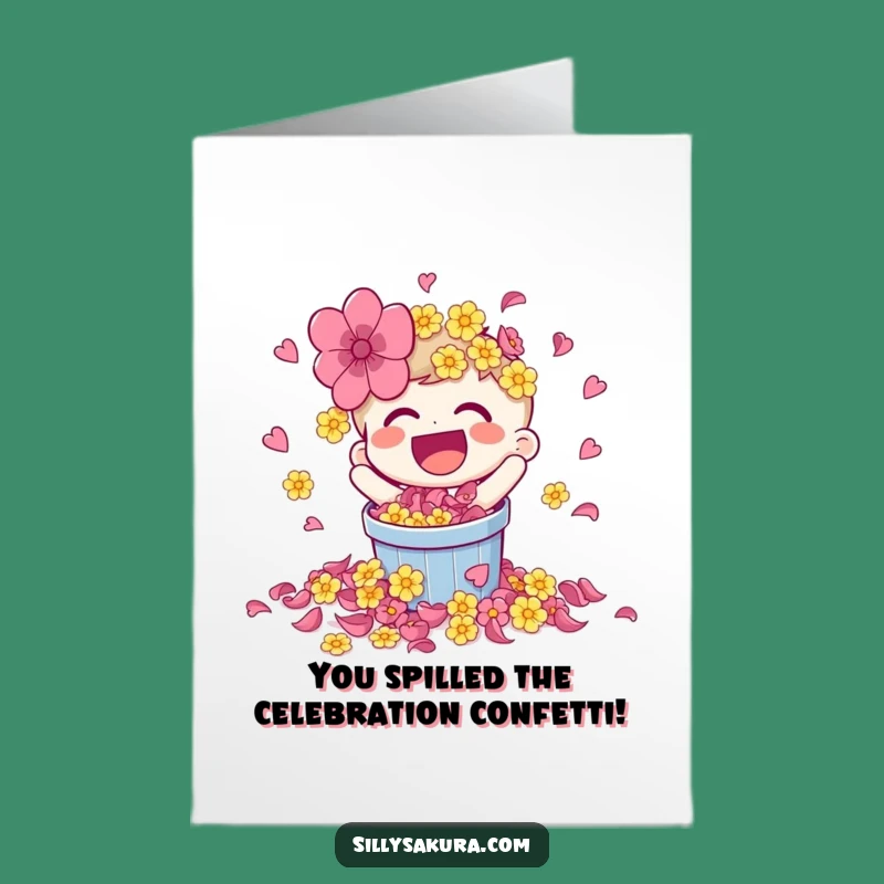 Free Printable Congrats Card: Petal Spill Character Funny Downloadable Gift