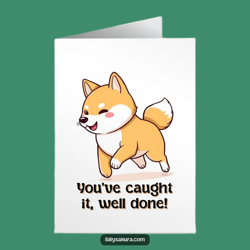 Free Printable Congrats Card: Shiba Inu's Winning Spin - Downloadable Gift