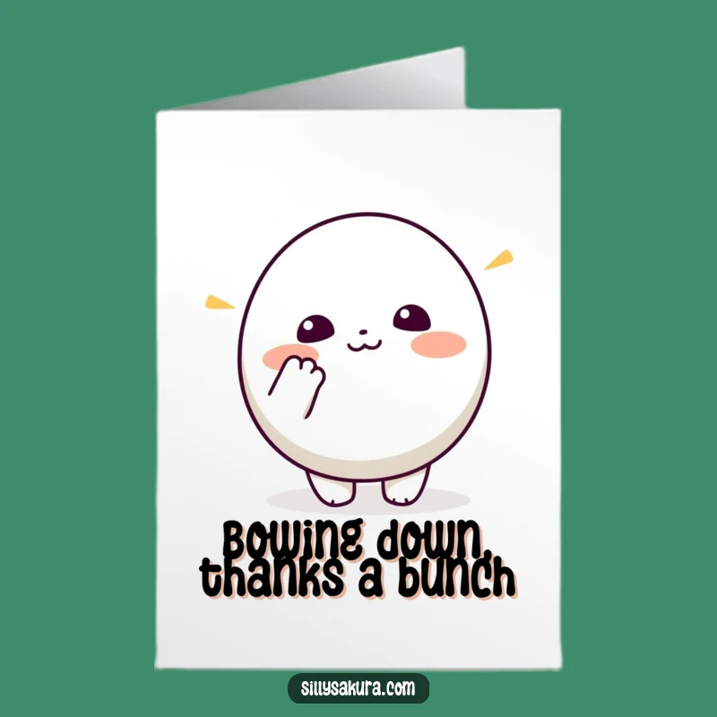 Free Printable Kawaii Bowing Card: Funny Thank You Downloadable Gift