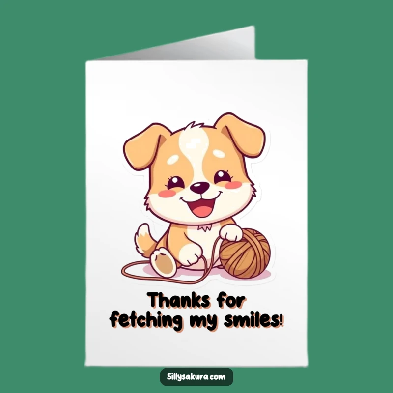 Free Printable Thank You Card: Dog's Playful Yarn Thank You Note