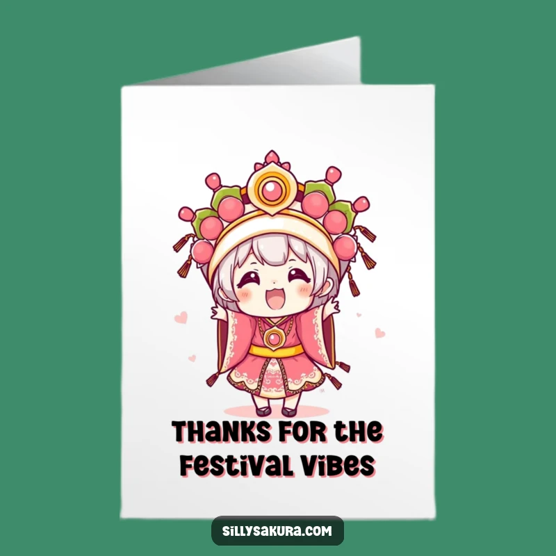 Free Printable Thank You Card: Festival Kawaii, Express Gratitude Downloadable Fun