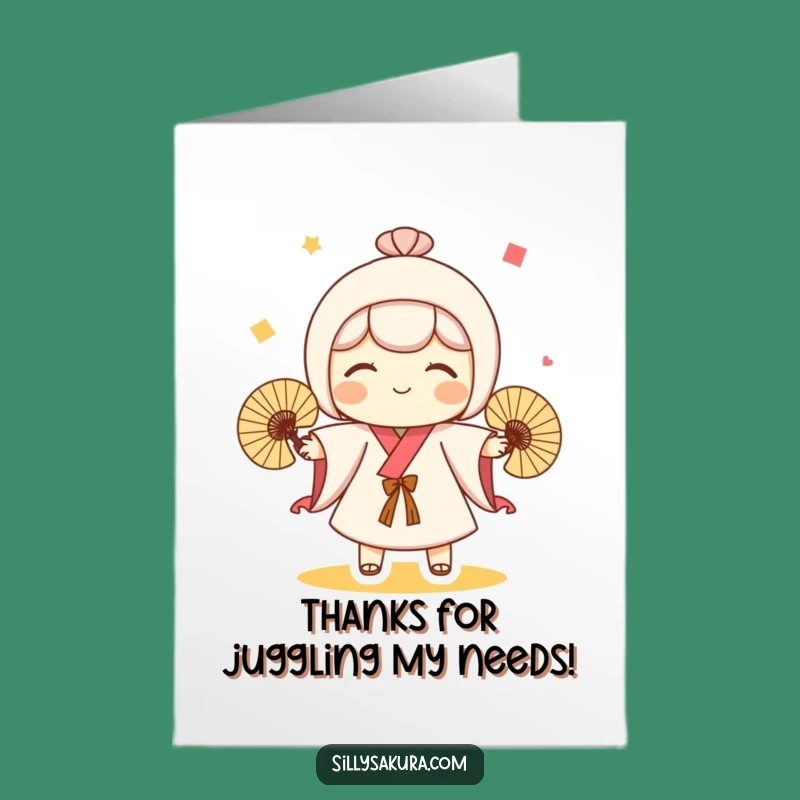 Free Printable Thank You Card: Grateful Kokeshi, Playful Thanks Downloadable Gift