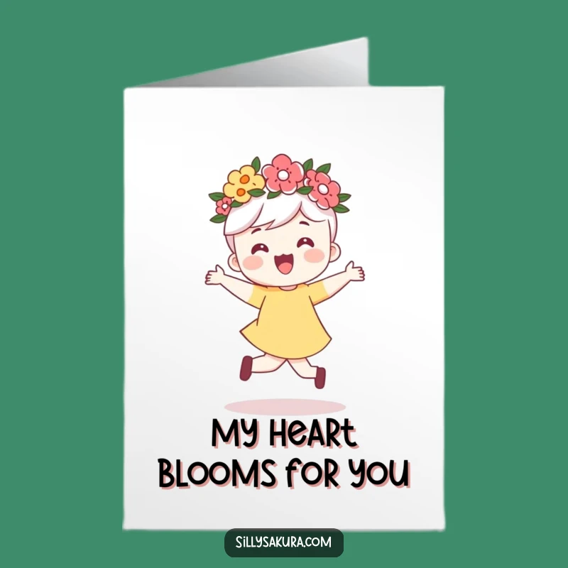 Free Printable Thank You Card: Happy Flower Crown Character - Skip into Thanks!