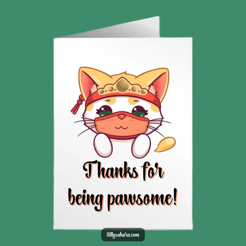 Free Printable Cat Mask Thank You Card: Playful Peek for Grateful Downloadable Art Gift