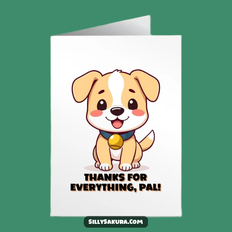 Free Printable Wagging Dog Thank You Card: Enthusiastic Tail Wags for Grateful Downloadable Art Gift