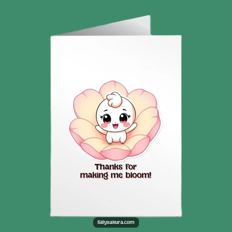 Free Printable Thank You Card: Bouncing Petal Character Funny Downloadable Gift