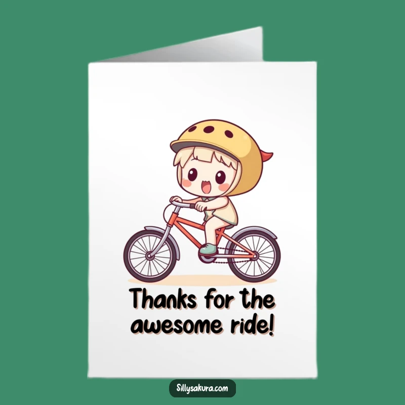 Free Printable Thank You Card: Excited Bicycle Rider - A Funny Downloadable Gift!