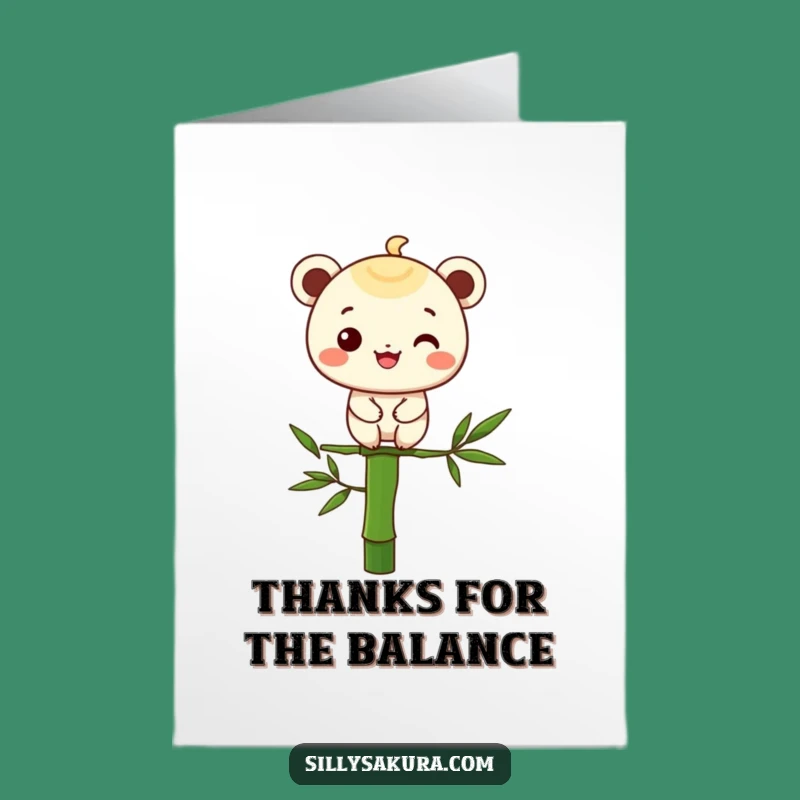 Free Printable Thank You Card: Bamboo Balancing Character Appreciation Download