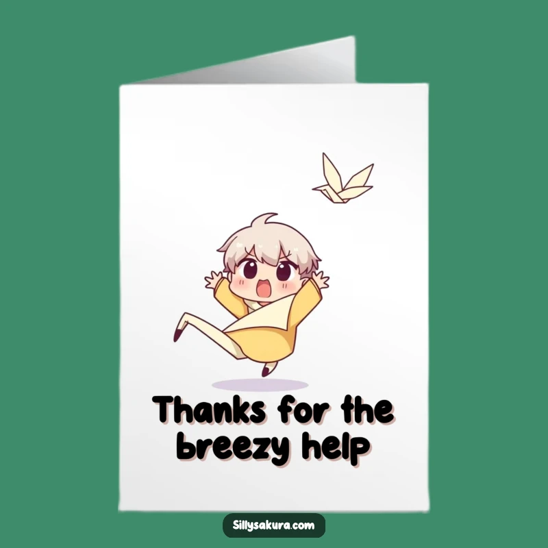 Free Printable Surprised Wind Thank You Card - Funny Character Downloadable Greeting Gift