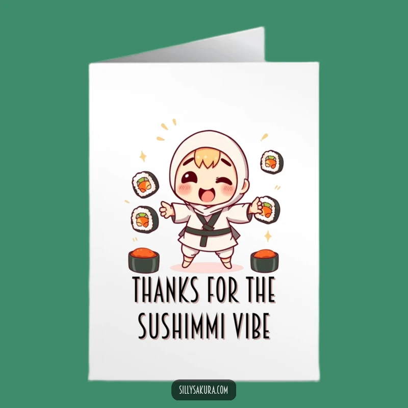 Free Printable Thank You Card: Sushi Juggling Humor, Downloadable Appreciation Gift