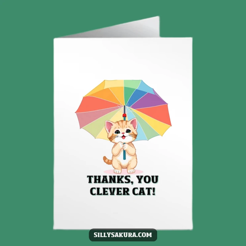 Kitten Exploring Umbrella Free Printable Thank You Card - Sweet Downloadable Gratitude