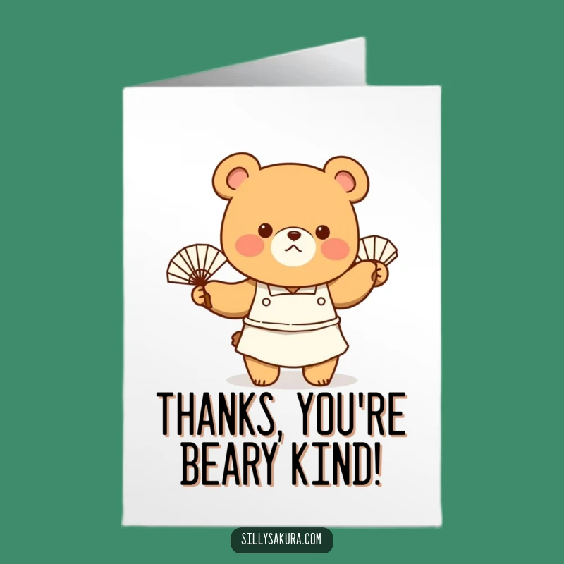 Free Printable Thank You Card: Bear Chef's Cool Fan Gesture LOL