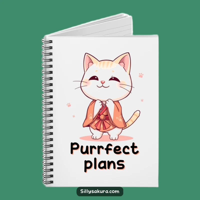 Funny Cat Kimono Notebook - Jot Down Ideas with Playful Style!