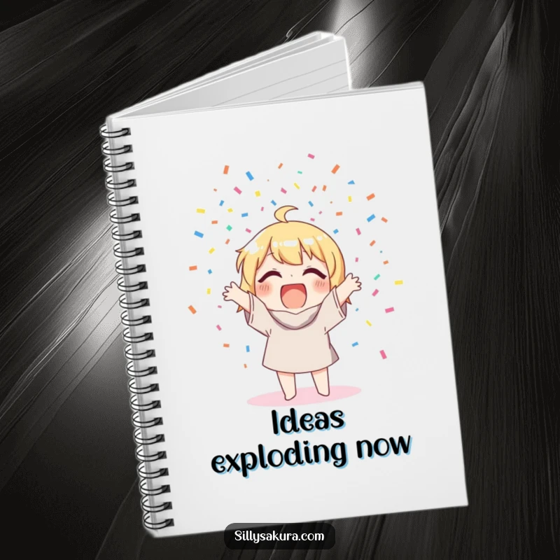 Funny Notebook: A character joyfully scattering confetti, inspiring creative bursts and happy note-taking.