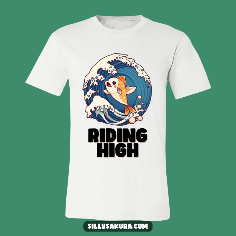 Funny Koi Fish Wave T-Shirt: Energetic Leap Apparel