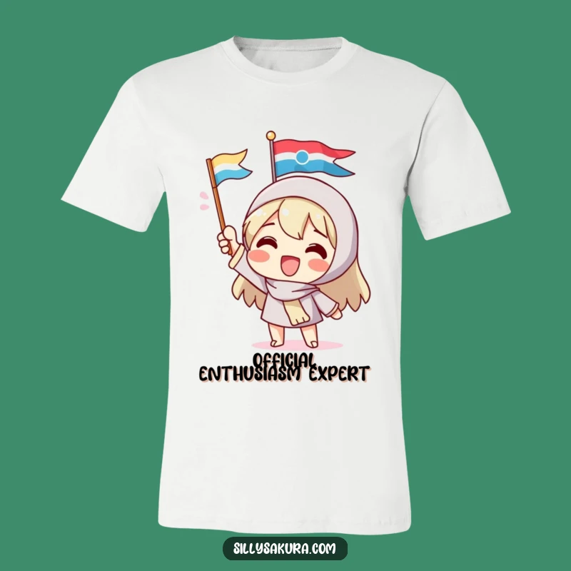 Funny Enthusiastic Flag Waving Character T-Shirt - A Hilarious Gift Idea