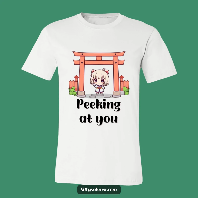 Funny Curious Torii Gate T-Shirt: Intriguing Peek, Great Funny Gift