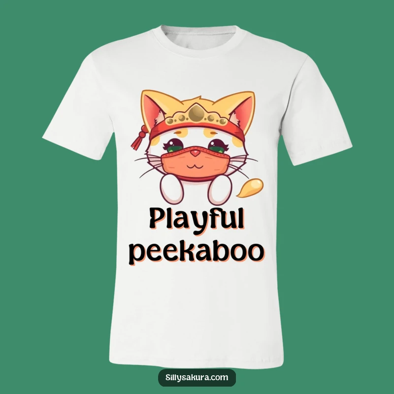 Funny Peeking Cat Mask T-Shirt: Playful Feline - Unique Funny Gift Apparel