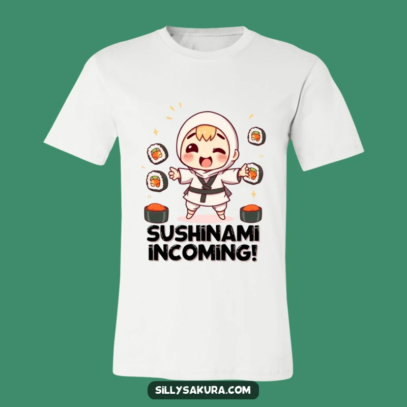 Funny Sushi Juggling T-Shirt: Comical Japanese Food Lover Tee