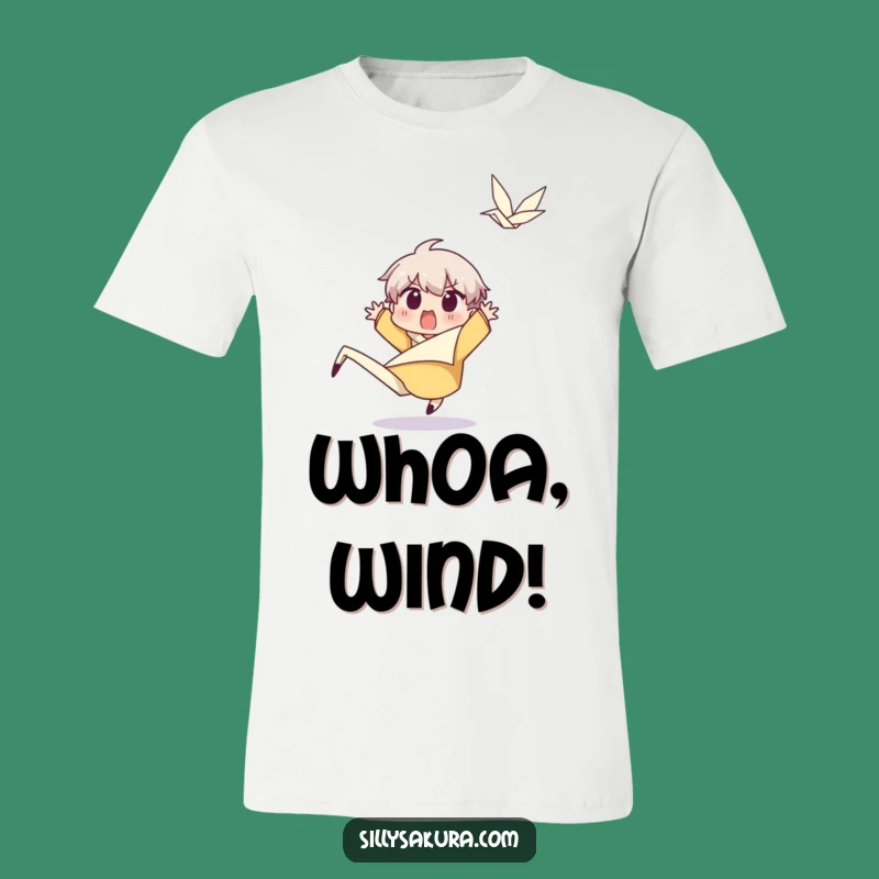 Funny Surprised Character T-Shirt: Wind Gust Humor, Perfect Unexpected Gift for Fun Lovers
