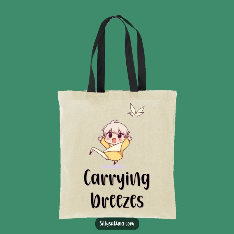 Funny Surprised Character Tote Bag: Wind Gust Humor, Perfect Unexpected Gift for Shoppers