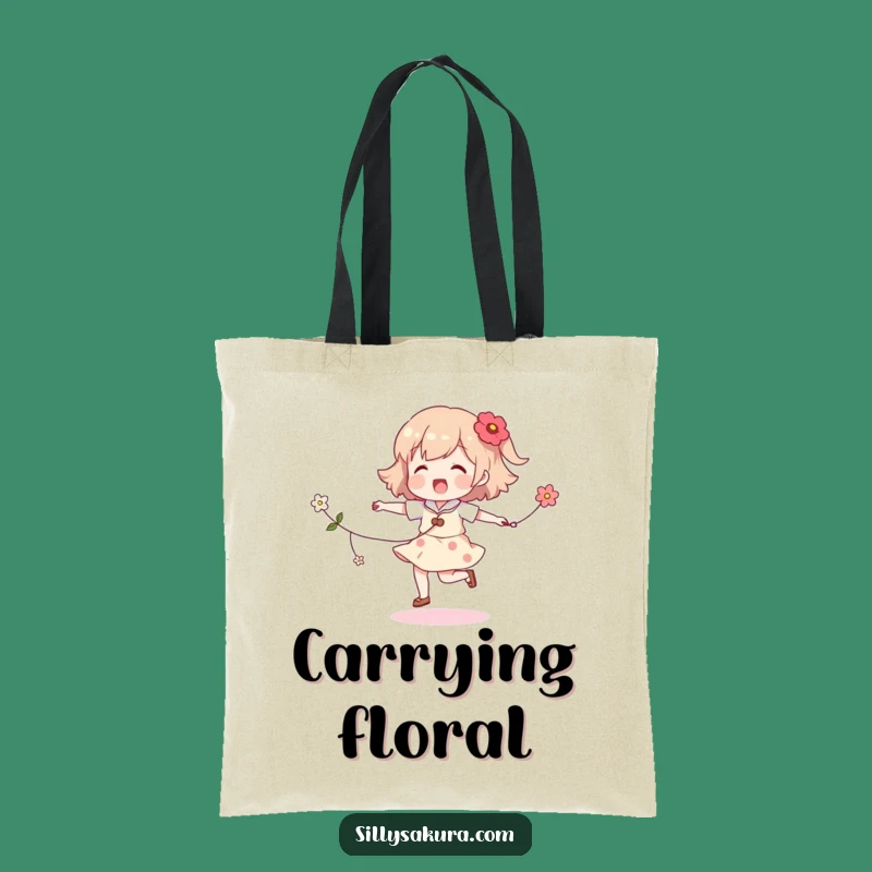 Funny Skipping Character Tote Bag: Carry Your Joyful Blooms Everywhere