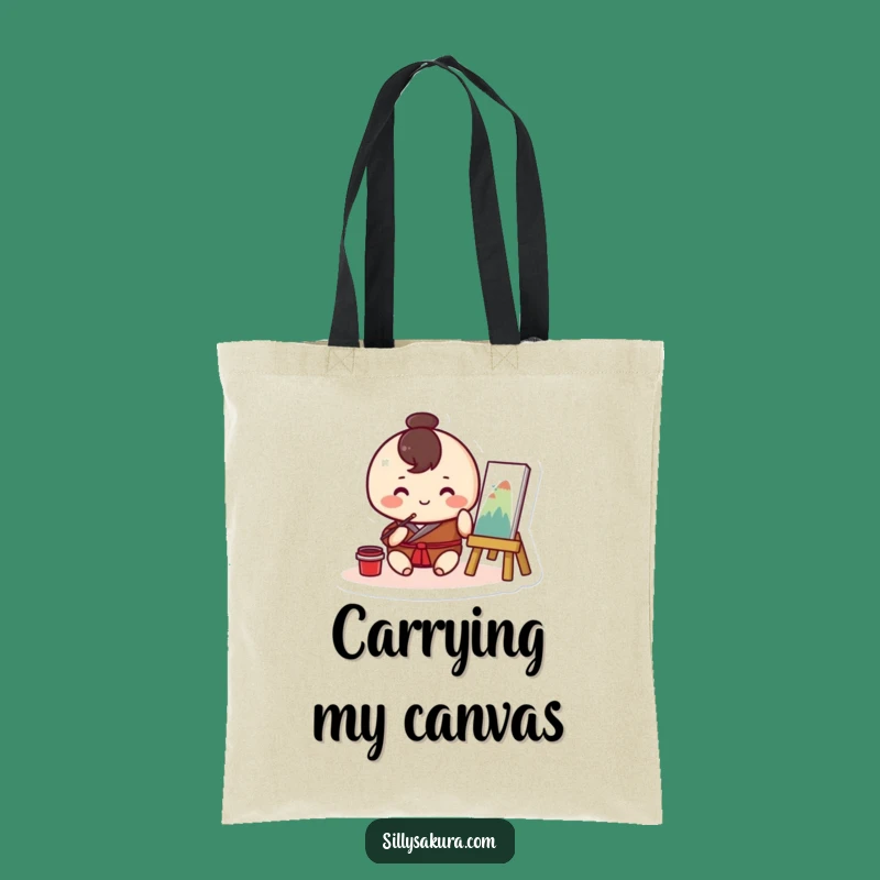 Funny Kawaii Painter Tote Bag: Carry Your Art Supplies, Perfect Gift