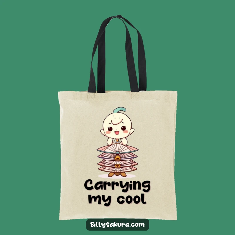 Funny Balancing Fan Character Tote Bag - Happy & Practical