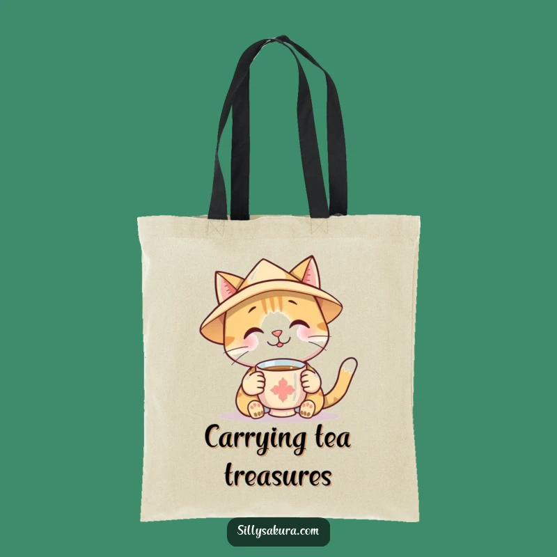 Funny Cat Tea Tote Bag: Carry Your Essentials, Hilarious Gift for Tea Lovers