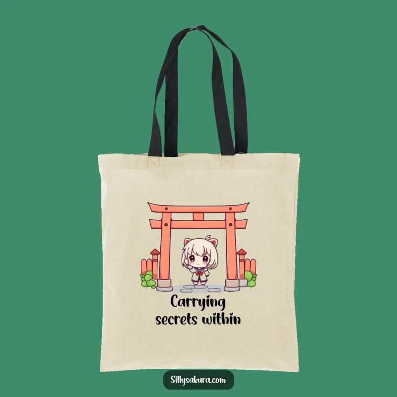 Funny Curious Torii Gate Tote Bag: Carry Your Adventures with Intrigue