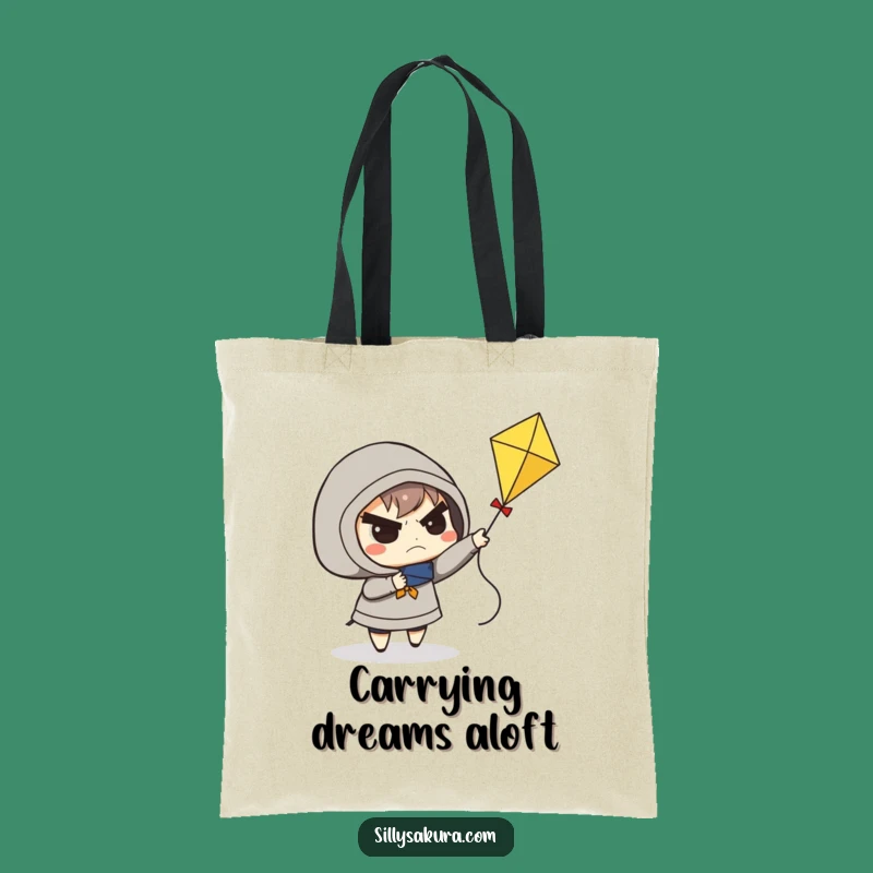 Funny Determined Kite Flyer Tote Bag: Hilarious Gift for Everyday Adventures