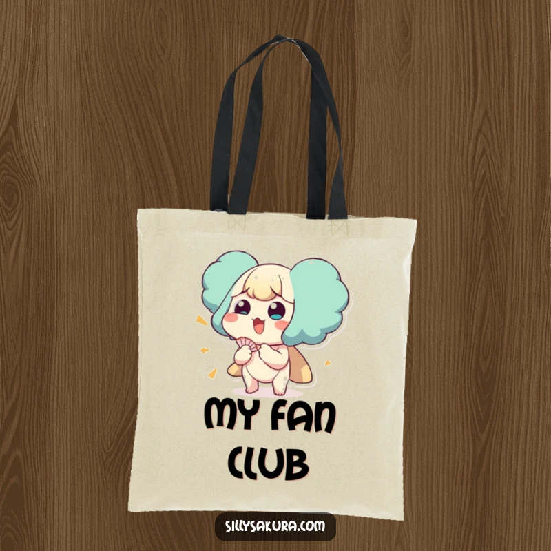 Funny tote bag showing a character comically fanning themselves, suitable for carrying groceries or beach essentials.