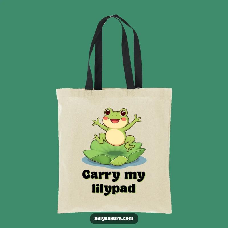 Funny Frog Lotus Tote Bag: Carry Your Things with Amphibian Charm