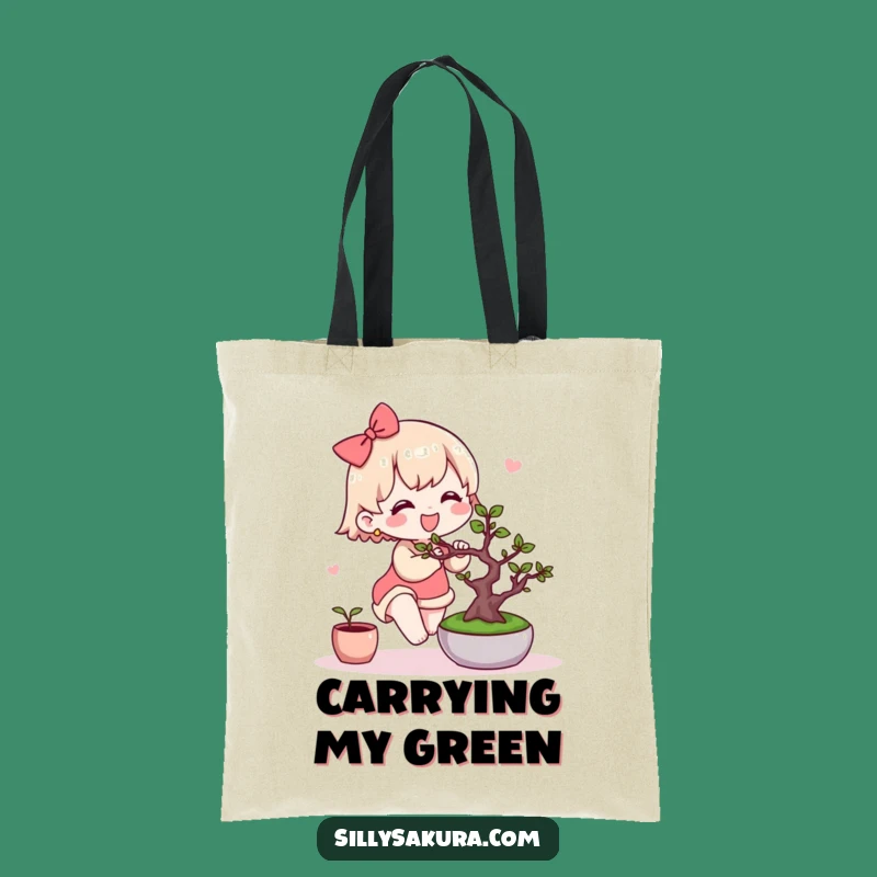 Funny Kawaii Bonsai Tote Bag: Carry Your Essentials with a Cute Gardener's Smile