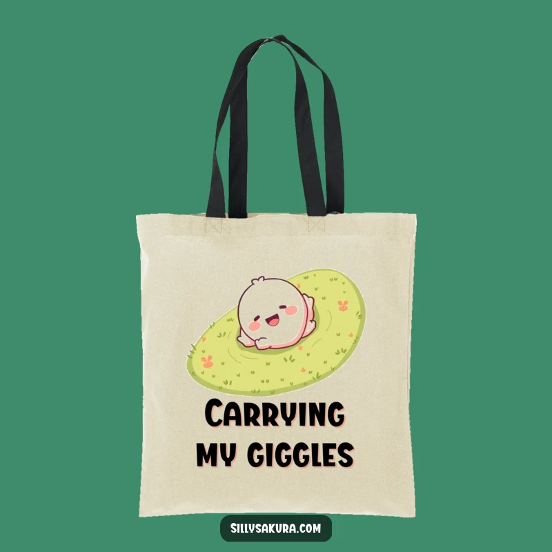 Funny Rolling Hill Character Tote Bag - Giggling & Practical