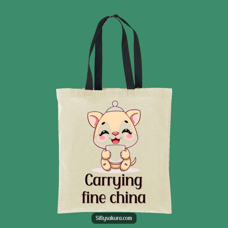 Funny Tea Balancer Tote Bag: Carry with Care, A Delicate Funny Gift