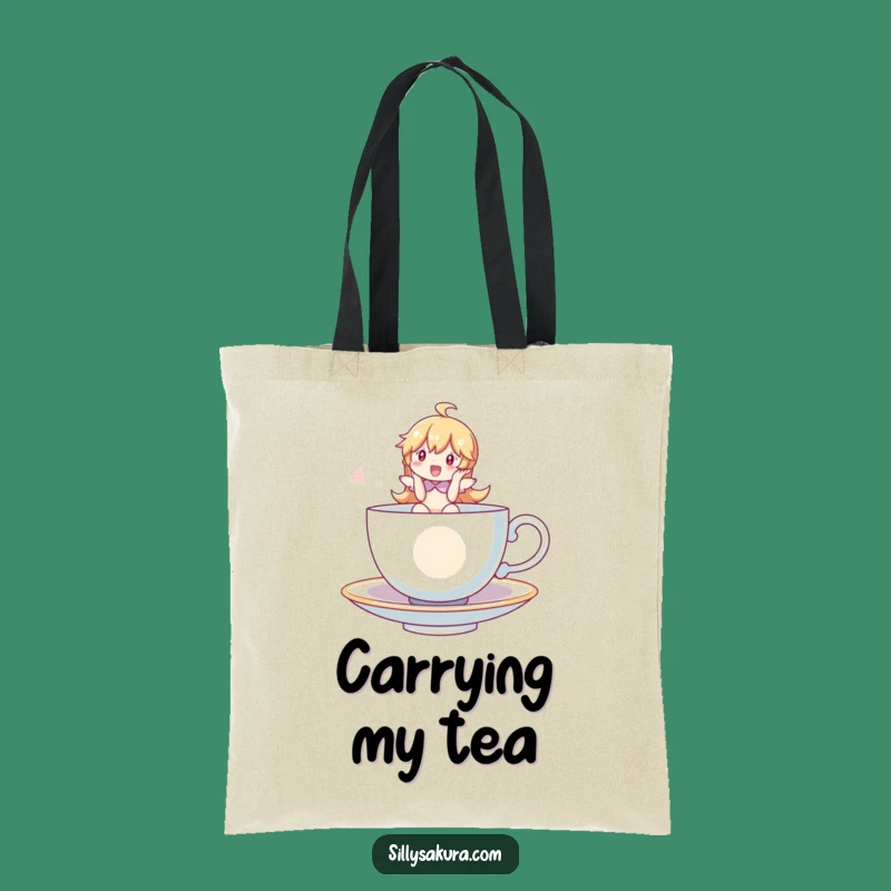 Funny Whimsical Tea Cup Rider Tote Bag - Carry Magic with Humor