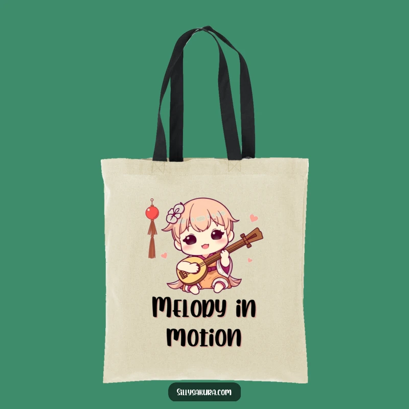 Funny Kawaii Musician Tote Bag: Carry Your Tunes with a Cute Character's Smile